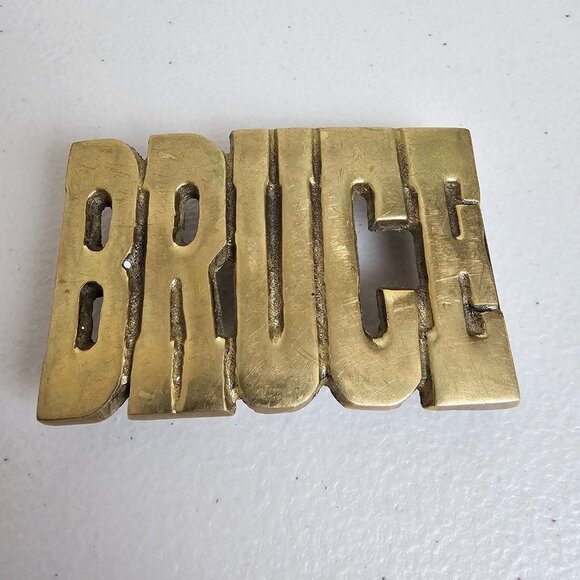 Buckle Other - Vintage BRUCE Name Belt Buckle Solid Brass Taiwan Novelty